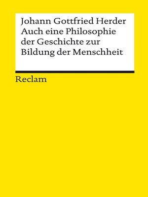 cover image of Auch eine Philosophie der Geschichte zur Bildung der Menschheit